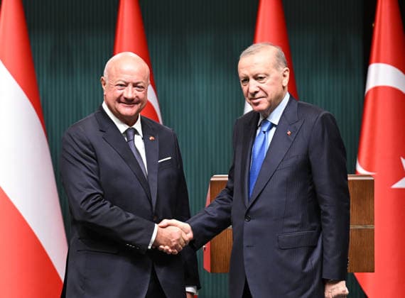 Recep Tayyip Erdogan - Christian Stocker hold joint press conference in Ankara ANKARA, TURKIYE - AUGUST 10: Austrian Chancellor Christian Stocker leaves after making a speech as he holds a joint press conference with Turkish President Recep Tayyip Erdogan (not seen) following their meeting at the Presidential Complex in Ankara, Turkiye, on August 10, 2026. Mehmet Ali Ozcan Anadolu Ankara Turkey. Editorial use only. Please get in touch for any other usage.  Copyright: x2026xAnadoluxMehmetxAlixOzcanx