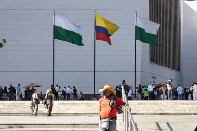 August 10, 2026, Medellin, Antioquia, Colombia: People gather outside buildings and streets in medellin after a 7,4 Earthquake that struck Colombia on August 10, 2026. Medellin Colombia  - ZUMAvp1_ 20260810_zia_vp1_030 Copyright: xJuanxJosexPatinox