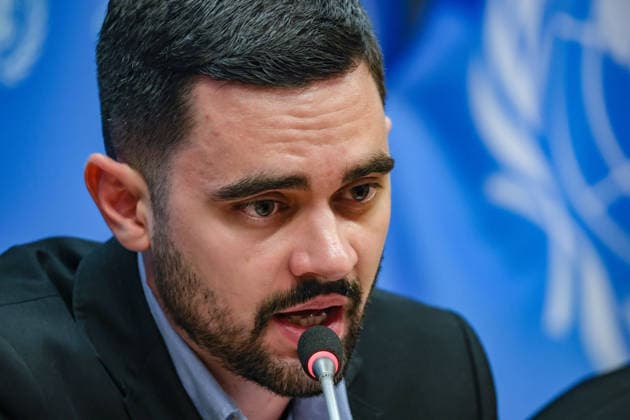 August 10, 2026, New York, New York, United States: KHUAN LEYVA GARSIYA, a former Ukrainian prisoner of war and defender of MariupolÃ¢â‚¬â ¢s Azovstal steelworks, speaks to reporters during a press briefing following his testimony at a UN Security Council Arria-formula meeting at UNHQ. GARSIYA, who spent more than three years in Russian captivity, described severe detention conditions, including torture, beatings and psychological abuse. He also said that his Cuban heritage subjected him to additional discrimination and abuse during his captivity because of CubaÃ¢â‚¬â ¢s political alignment with Russia. New York United States  - ZUMAo116 20260810_znp_o116_009 Copyright: xBiancaxOterox