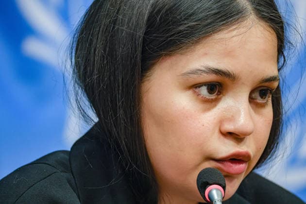 August 10, 2026, New York, New York, United States: LENIIE UMEROVA, a Ukrainian Crimean Tatar and former civilian detainee, addresses a press briefing following her testimony at a UN Security Council Arria-formula meeting at UNHQ. UMEROVA was detained by Russian authorities in December 2022 while travelling to occupied Crimea to visit her seriously ill father and was later transferred to MoscowÃ¢â‚¬â ¢s Lefortovo prison, where she was accused of espionage. Held until September 2024, she described interrogation, prolonged isolation, and physical and psychological abuse, as well as the broader treatment of Ukrainian civilian detainees. New York United States - ZUMAo116 20260810_znp_o116_018 Copyright: xBiancaxOterox