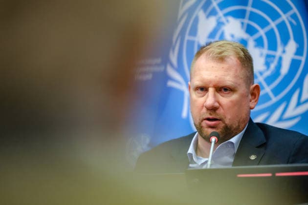 August 10, 2026, New York, New York, United States: OLEG GUSHCHYN, Legal Counsellor with UkraineÃ¢â‚¬â ¢s Coordination Headquarters for the Treatment of Prisoners of War, speaks during a press briefing following a UN Security Council Arria-formula meeting at UNHQ. GUSHCHYN outlined UkraineÃ¢â‚¬â ¢s legal assessment of RussiaÃ¢â‚¬â ¢s network of detention facilities, described alleged systematic torture and mistreatment of Ukrainian prisoners of war and civilian detainees, and discussed ongoing efforts relating to prisoner exchanges, accountability and compliance with the Geneva Conventions. New York United States - ZUMAo116 20260810_znp_o116_053 Copyright: xBiancaxOterox