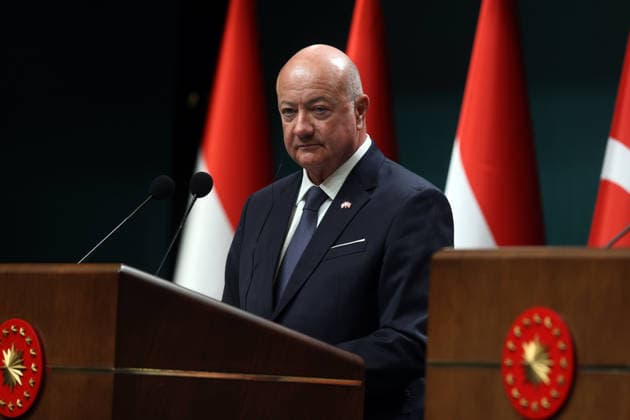 (260811) -- ANKARA, Aug. 11, 2026 -- Austrian Chancellor Christian Stocker speaks at a joint press conference with Turkish President Recep Tayyip Erdogan in Ankara, T¨¹rkiye, on Aug.10, 2026. Turkish President Recep Tayyip Erdogan and visiting Austrian Chancellor Christian Stocker highlighted great potential in bilateral cooperation during a live-streamed joint press conference here on Monday. ( Handout via Xinhua) T?RKIYE-ANKARA-ERDOGAN-AUSTRIAN CHANCELLOR-PRESS CONFERENCE MustafaxKaya 