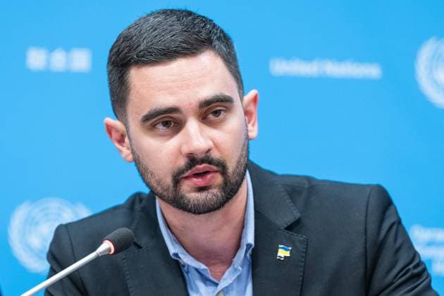 August 10, 2026, New York, New York, USA: Khuan Leyva Garsiya, who was a member of Ukrainian marines and POW speaks during press briefing organized by Permanent Mission of Ukraine at UN Headquarters in New York, NY on August 10, 2026. Khuan Leyva Garsiya and Leniie Umerova briefed press on their experience being in captivity in Russia and their witness of treatments by Russian authorities of POW and civilians taken into prisons in Russia. Khuan Leyva Garsiya was originally from city of Mariupol and has Cuban father and Ukrainian mother. New York USA  - ZUMAr339 20260810_znp_r339_004 Copyright: xLevxRadinx