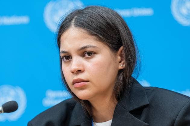 August 10, 2026, New York, New York, USA: Leniie Umerova, activist for Crimean Tatar attends press briefing organized by Permanent Mission of Ukraine at UN Headquarters in New York, NY on August 10, 2026. Khuan Leyva Garsiya and Leniie Umerova briefed press on their experience being in captivity in Russia and their witness of treatments by Russian authorities of POW and civilians taken into prisons in Russia. New York USA - ZUMAr339 20260810_znp_r339_013 Copyright: xLevxRadinx