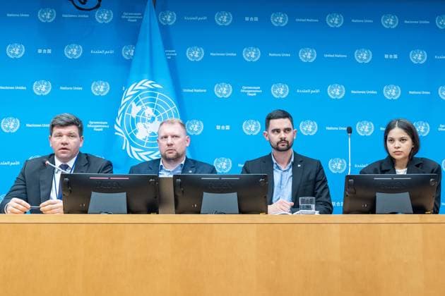 August 10, 2026, New York, New York, USA: Ambassador Volodymyr Pavlichenko speaks during press briefing organized by Permanent Mission of Ukraine at UN Headquarters in New York, NY on August 10, 2026. Khuan Leyva Garsiya and Leniie Umerova briefed press on their experience being in captivity in Russia and their witness of treatments by Russian authorities of POW and civilians taken into prisons in Russia. They were joined by Oleg Gushchyn, Legal Counsellor, Coordination Headquarters for the Treatment of Prisoners of War of Ukraine. New York USA - ZUMAr339 20260810_znp_r339_018 Copyright: xLevxRadinx