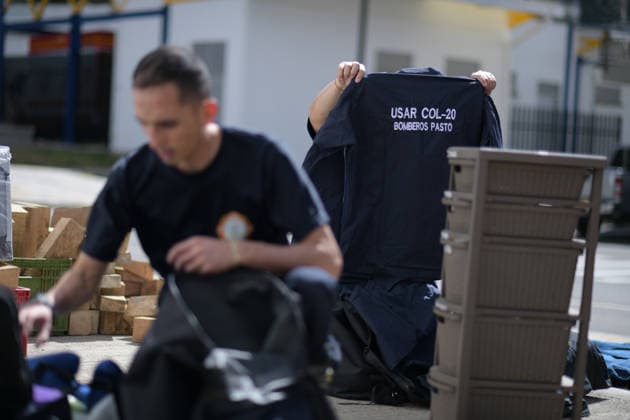 August 10, 2026, Pasto, Narino, Colombia: The USARCOL 20 team, composed of 22 firefighters, departed from Pasto, Narino, to the city of Cali to join rescue operations following the earthquake that struck Colombia today. August 10, 2026. Pasto Colombia  - ZUMAvp1_ 20260810_zia_vp1_056 Copyright: xCamiloxErassox
