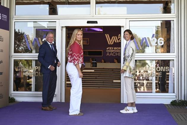 Aken, The Netherlands, 2026-08-11 11:07:37 AACHEN, 11-08-2026, Allianz Park Princess of Orange Princess Amalia attends the opening of the 2026 FEI World Championships in Aachen. The FEI World Championships is a large-scale global equestrian event where world titles are contested in all six equestrian disciplines: dressage, eventing, driving, para-dressage, show jumping, and vaulting. This year, the event is being organized in Aachen, which, like Rotterdam, is known for its Concours Hippique International Officiel (CHIO), and takes place at Allianz Park. PHOTO: NLBeeld Patrick van Emst Credit: NL Beeld Patrick van Emst  Copyright: xx x
