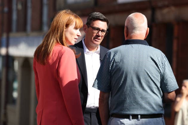 Prime Minister Andy Burnham visits Ilkeston High Street 11 08 2026. Ilkeston, United Kingdom. Prime Minister Andy Burnham and Secretary of State for Housing, Communities and Local Government Angela Rayner visit Ilkeston High Street., Credit:Lauren Hurley B66 Avalon United Kingdom, Derbyshire, Ilkeston, 10 Downing Street  Copyright: xLaurenxHurleyx xB66x xAvalonx 1122311526