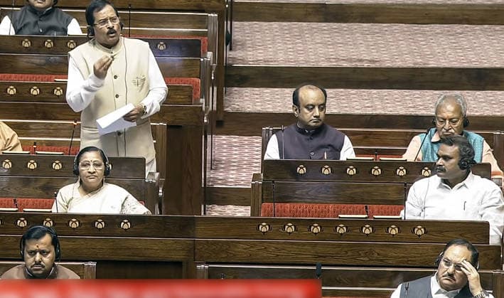 RECORD DATE NOT STATED Rajya Sabha: Monsoon Session 2026 New Delhi, Aug 11 (ANI): MoS Shripad Yesso Naik speaks in the Rajya Sabha during the Monsoon session of Parliament, in New Delhi on Tuesday. (Sansad TV ANI Video Grab) NEW DELHI Delhi India Copyright: xANIx ANI_20260811338