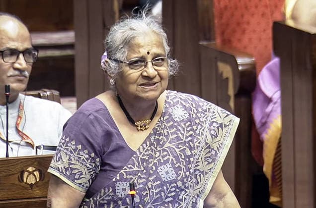 RECORD DATE NOT STATED Rajya Sabha: Monsoon Session 2026 New Delhi, Aug 11 (ANI): Rajya Sabha MP Sudha Murthy speaks in the Rajya Sabha during the Monsoon session of Parliament, in New Delhi on Tuesday. (Sansad TV ANI Video Grab) NEW DELHI Delhi India Copyright: xANIx ANI_20260811343