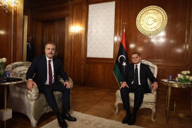 Turkish Foreign Minister Hakan Fidan in Tripoli TRIPOLI, LIBYA - AUGUST 11: (----EDITORIAL USE ONLY - MANDATORY CREDIT - TURKISH FOREIGN MINISTRY HANDOUT - NO MARKETING NO ADVERTISING CAMPAIGNS - DISTRIBUTED AS A SERVICE TO CLIENTS----) Turkish Foreign Minister Hakan Fidan meets with Prime Minister of the Libyan Government of National Unity Abdul Hamid Dbeibeh in Tripoli, Libya on August 11, 2026. Disisleri Bakanligi Anadolu Tripoli Libya. Editorial use only. Please get in touch for any other usage.  Copyright: x2026xAnadoluxDÄ±ÅüiÅülerixBakanlÄ±ÄüÄ±x
