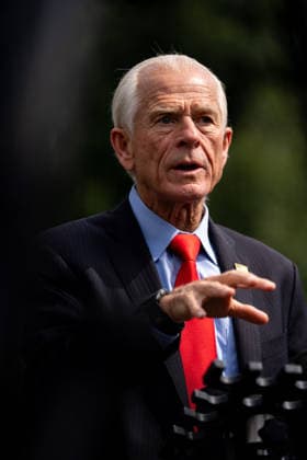 Senior Counselor to the President for Trade and Manufacturing Peter Navarro speaks to members of the media at the White House, Tuesday, August 11, 2026, in Washington, DC.  WAX20260811201 AllisonxRobbert
