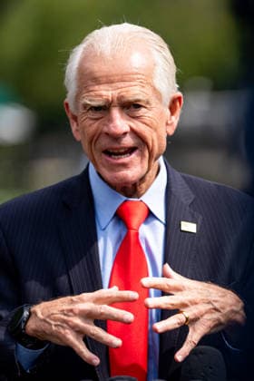 Senior Counselor to the President for Trade and Manufacturing Peter Navarro speaks to members of the media at the White House, Tuesday, August 11, 2026, in Washington, DC.  WAX20260811205 AllisonxRobbert