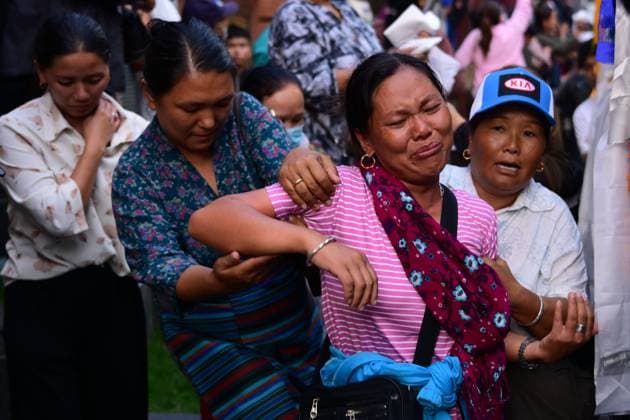 August 11, 2026, Kathmandu, Nepal: KATHMANDU, NEPAL Ã¢â‚¬ AUGUST 11, 2026: Relatives mourn at Tribhuvan International Airport as the remains of Nepali mountaineers Kilu Pemba Sherpa, Nima Sherpa and Gyalu Sherpa arrive in Kathmandu after being repatriated from Pakistan following the Broad Peak avalanche tragedy. The three climbers were among 10 members of an international expedition killed by an avalanche while ascending toward Camp 3 on Broad Peak, an 8,047-meter mountain in Pakistan s Karakoram Range. The tragedy also claimed the lives of renowned British-Nepali mountaineer Nirmal Nims Purja and climbers from China, Oman, the United States and Pakistan. Kathmandu Nepal - ZUMAq101 20260811_zna_q101_099 Copyright: xSafalxPrakashxShresthax