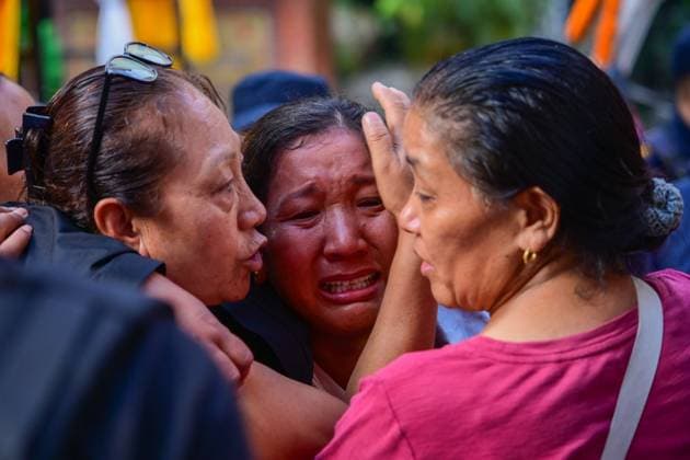 August 11, 2026, Kathmandu, Nepal: KATHMANDU, NEPAL Ã¢â‚¬ AUGUST 11, 2026: Relatives mourn at Tribhuvan International Airport as the remains of Nepali mountaineers Kilu Pemba Sherpa, Nima Sherpa and Gyalu Sherpa arrive in Kathmandu after being repatriated from Pakistan following the Broad Peak avalanche tragedy. The three climbers were among 10 members of an international expedition killed by an avalanche while ascending toward Camp 3 on Broad Peak, an 8,047-meter mountain in Pakistan s Karakoram Range. The tragedy also claimed the lives of renowned British-Nepali mountaineer Nirmal Nims Purja and climbers from China, Oman, the United States and Pakistan. Kathmandu Nepal - ZUMAq101 20260811_zna_q101_105 Copyright: xSafalxPrakashxShresthax