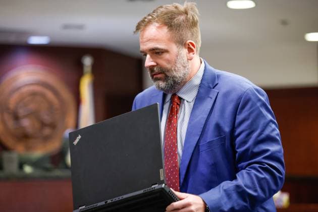 August 11, 2026, Tampa, Florida, USA: Defense attorney Jonathan Hackworth finishes giving opening statements to jurors during the trial of Joseph Killins inside courtroom 51a of the Hillsborough Courthouse Annex on Tuesday, Aug. 11, 2026, in Tampa. Tampa USA - ZUMAs70_ 20260811_zan_s70_018 Copyright: xJeffereexWoox