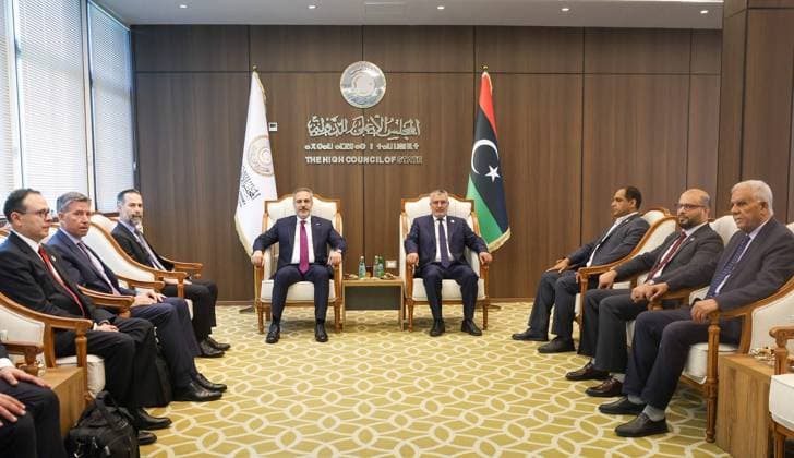 Turkish Foreign Minister Hakan Fidan in Tripoli TRIPOLI, LIBYA - AUGUST 11: (----EDITORIAL USE ONLY - MANDATORY CREDIT - TURKISH FOREIGN MINISTRY HANDOUT - NO MARKETING NO ADVERTISING CAMPAIGNS - DISTRIBUTED AS A SERVICE TO CLIENTS----) Turkish Foreign Minister Hakan Fidan meets with Libyan High Council of State President Mohamed Takala in Tripoli, Libya on August 11, 2026. Turkish Foreign Ministry Handout Anadolu Tripoli Libya. Editorial use only. Please get in touch for any other usage.  Copyright: x2026xAnadoluxTurkishxForeignxMinistryx xHandoutx