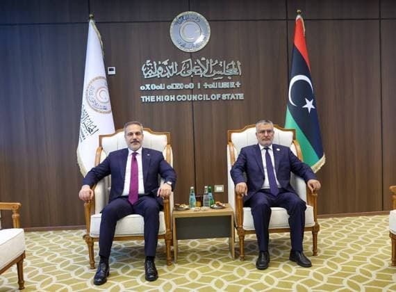 Turkish Foreign Minister Hakan Fidan in Tripoli TRIPOLI, LIBYA - AUGUST 11: (----EDITORIAL USE ONLY - MANDATORY CREDIT - TURKISH FOREIGN MINISTRY HANDOUT - NO MARKETING NO ADVERTISING CAMPAIGNS - DISTRIBUTED AS A SERVICE TO CLIENTS----) Turkish Foreign Minister Hakan Fidan meets with Libyan High Council of State President Mohamed Takala in Tripoli, Libya on August 11, 2026. Turkish Foreign Ministry Handout Anadolu Tripoli Libya. Editorial use only. Please get in touch for any other usage.  Copyright: x2026xAnadoluxTurkishxForeignxMinistryx xHandoutx