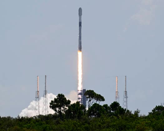 SpaceX launches the Falcon 9 rocket carrying an additional 29 Starlink satellites at 11:58 AM from Launch Complex 40 at the Cape Canaveral Space Force Station, Florida on Tuesday August 11, 2026.  CCP20260811002 JOExMARINO