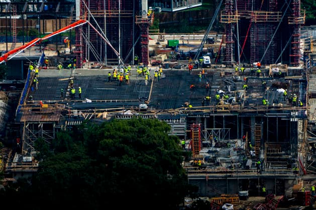 Construction continues on the East Wing ballroom on the South Lawn at the White House in Washington, DC on Tuesday, August 11, 2026. President Donald Trump says he will appeal to the Supreme Court after a federal appeals court ruled that congressional approval is required to build the $400 million ballroom.  WAP2026081126377 BONNIExCASH