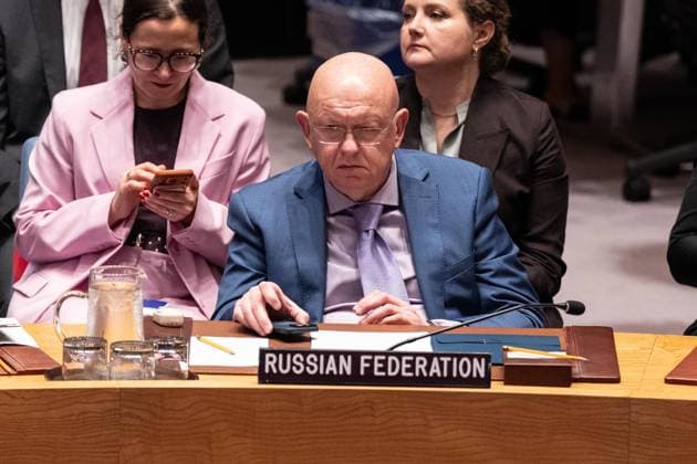 August 11, 2026, New York, New York, USA: Ambassador Vassily Nebenzia of Russia attends monthly Security Council Meeting on The situation in the Middle East, including the Palestinian question at UN Headquarters in New York, NY on August 11, 2026. New York USA - ZUMAr339 20260811_znp_r339_046 Copyright: xLevxRadinx