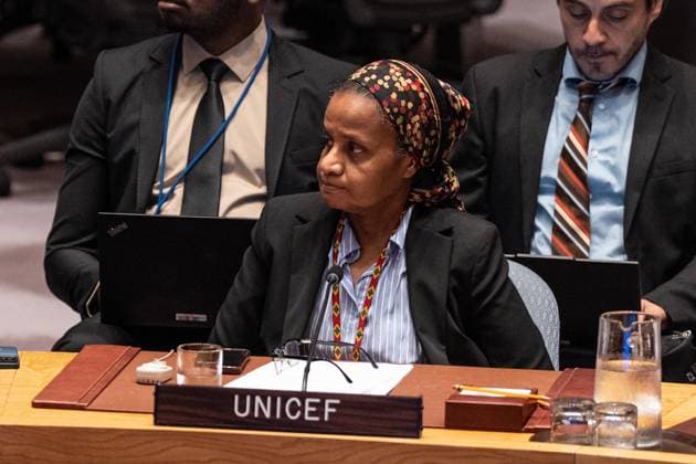 August 11, 2026, New York, New York, USA: Hannan Sulieman, Deputy Executive Director, UNICEF attends monthly Security Council Meeting on The situation in the Middle East, including the Palestinian question at UN Headquarters in New York, NY on August 11, 2026. New York USA - ZUMAr339 20260811_znp_r339_045 Copyright: xLevxRadinx