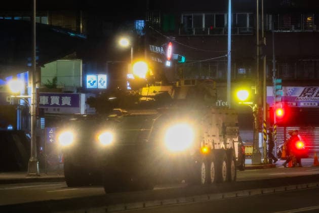 Han Kuang military exercise in Taiwan TAIPEI, TAIWAN - AUGUST 12: Taiwanese soldiers open fire onboard the CM-32 armored vehicles during a defense drill in urban areas, as part of the Han Kuang military exercise, in Taipei City, Taiwan, on August 12, 2026. China said on Tuesday it will hold military exercises with Indonesian navies in sensitive waters east of Taiwan in mid-August. The announcement comes at a time when the self governing island is holding its annual Han Kuang exercises to brace for possible attacks by Beijing. Daniel Ceng Anadolu Taipei Taiwan. Editorial use only. Please get in touch for any other usage.  Copyright: x2026xAnadoluxDanielxCengx