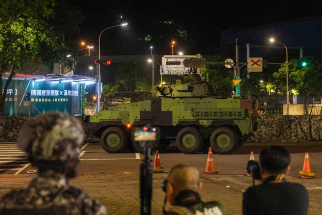 Han Kuang military exercise in Taiwan TAIPEI, TAIWAN - AUGUST 12: Taiwanese soldiers open fire onboard the CM-32 armored vehicles during a defense drill in urban areas, as part of the Han Kuang military exercise, in Taipei City, Taiwan, on August 12, 2026. China said on Tuesday it will hold military exercises with Indonesian navies in sensitive waters east of Taiwan in mid-August. The announcement comes at a time when the self governing island is holding its annual Han Kuang exercises to brace for possible attacks by Beijing. Daniel Ceng Anadolu Taipei Taiwan. Editorial use only. Please get in touch for any other usage.  Copyright: x2026xAnadoluxDanielxCengx