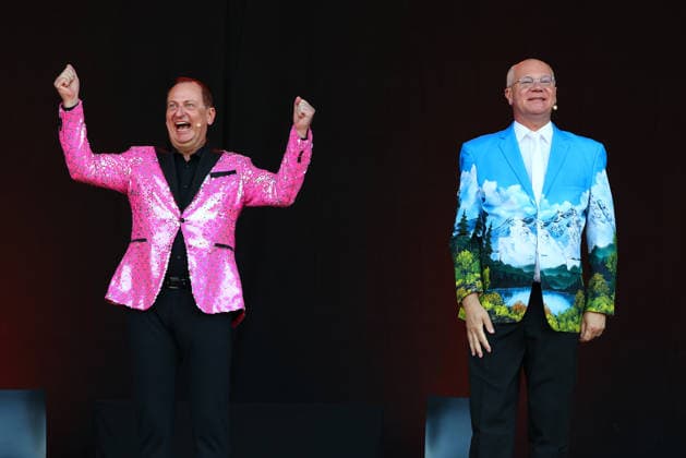 Volker Heißmann und Martin Rassau beim Seebühnen Festival 2026 auf der Wilhelminenaue in Bayreuth *** Volker Heißmann and Martin Rassau at the 2026 Seebühnen Festival on the Wilhelminenaue in Bayreuth