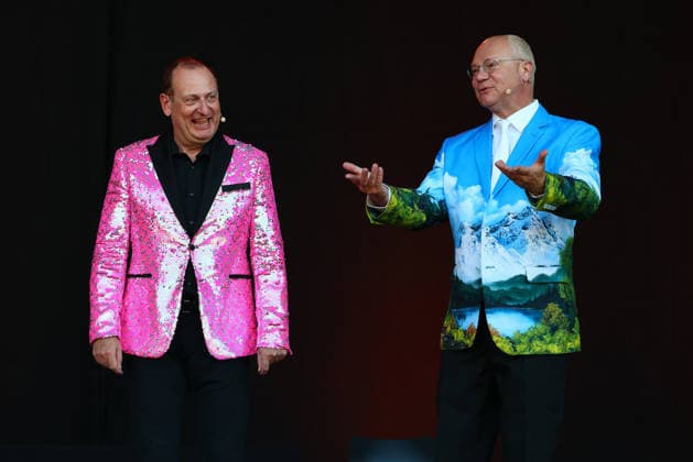 Volker Heißmann und Martin Rassau beim Seebühnen Festival 2026 auf der Wilhelminenaue in Bayreuth *** Volker Heißmann and Martin Rassau at the 2026 Seebühnen Festival on the Wilhelminenaue in Bayreuth