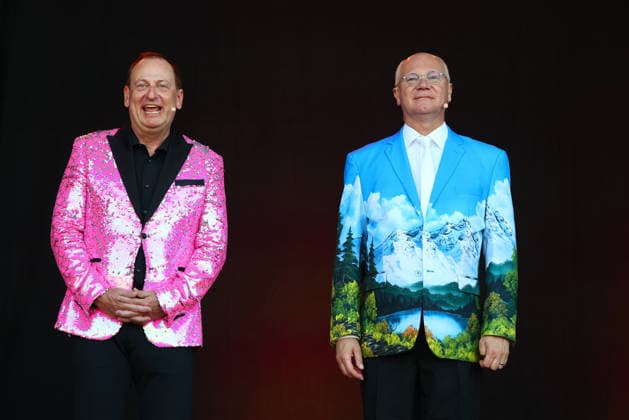 Volker Heißmann und Martin Rassau beim Seebühnen Festival 2026 auf der Wilhelminenaue in Bayreuth *** Volker Heißmann and Martin Rassau at the 2026 Seebühnen Festival on the Wilhelminenaue in Bayreuth
