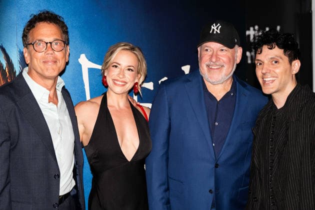Death Note: The Musical Press Night - VIP Arrivals (L to R) Ivan Menchell, Morgan Reilly, Composer Frank Wildhorn and Fabian Aloise attend the press night performance of Death Note: The Musical at The Barbican Theatre on August 11, 2026 in London, England., Credit:Lounis Tiar Avalon United Kingdom, London, Barbican Center  Copyright: xLounisxTiarx xAvalonx 1122398871