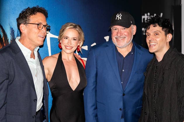 Death Note: The Musical Press Night - VIP Arrivals (L to R) Ivan Menchell, Morgan Reilly, Composer Frank Wildhorn and Fabian Aloise attend the press night performance of Death Note: The Musical at The Barbican Theatre on August 11, 2026 in London, England., Credit:Lounis Tiar Avalon United Kingdom, London, Barbican Center  Copyright: xLounisxTiarx xAvalonx 1122398991