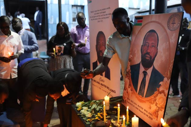 August 11, 2026, Juba, Ces Juba, South Sudan: As burial ceremonies take place in his hometown, staff of the Ministry of Petroleum of the Republic of South Sudan are bidding farewell to their late colleague, Hon. Mayen Wol Jong, who passed away on 4 August 2026 at Aga Khan University Hospital in Nairobi, Kenya...Hon. Mayen Wol Jong was an illustrious South Sudanese lawyer, statesman, and senior public servant. He passed away following multiple organ failure resulting from complications after heart surgery...At the time of his death, he was serving as Senior Technical Advisor and Chairman of the Board of Directors of the Geo Physical Company, a state owned enterprise under the Ministry of Petroleum of the Republic of South Sudan. Juba Sout - ZUMAb132 20260811_zip_b132_012 Copyright: xSamirxBolx