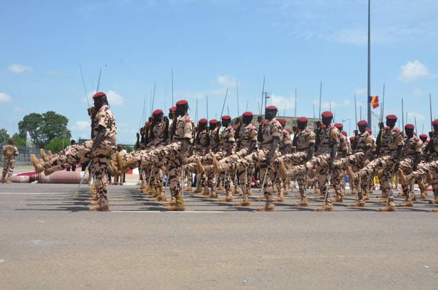(260811) -- N DJAMENA, Aug. 11, 2026 -- Members of defense forces parade during the Independence Day celebration in N Djamena, the capital of Chad, Aug. 11, 2026. (Photo by Xinhua) CHAD-N DJAMENA-INDEPENDENCE DAY-MILITARY PARADE MbaigolmemxArnaud 