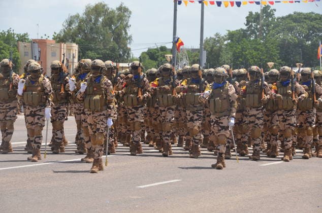 (260811) -- N DJAMENA, Aug. 11, 2026 -- Members of defense forces parade during the Independence Day celebration in N Djamena, the capital of Chad, Aug. 11, 2026. (Photo by Xinhua) CHAD-N DJAMENA-INDEPENDENCE DAY-MILITARY PARADE MbaigolmemxArnaud 