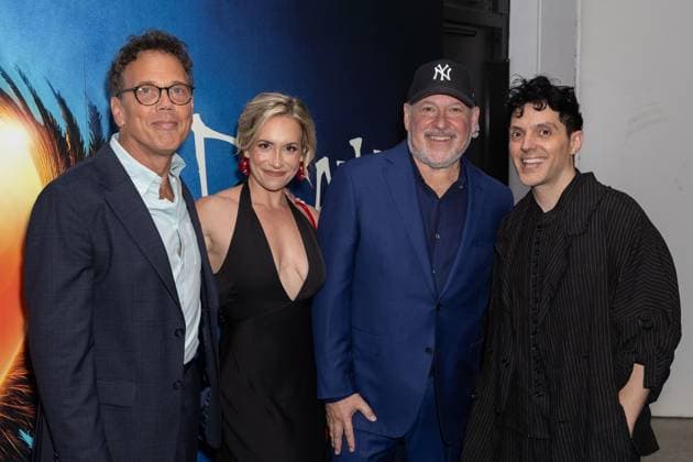 Death Note The Musical Arrivals, Barbican Theatre in London, UK - 11 Aug 2026 (L - R), Ivan Menchell, Morgan Reilly, Composer Frank Wildhorn and Fabian Aloise attend Death Note The Musical, at the Barbican Theatre Celebrity guests attend Death Note The Musical press night at the Barbican Theatre London United Kingdom Copyright: xPhilxLewisx xSOPAxImagesx Phil-Lewis-1441645