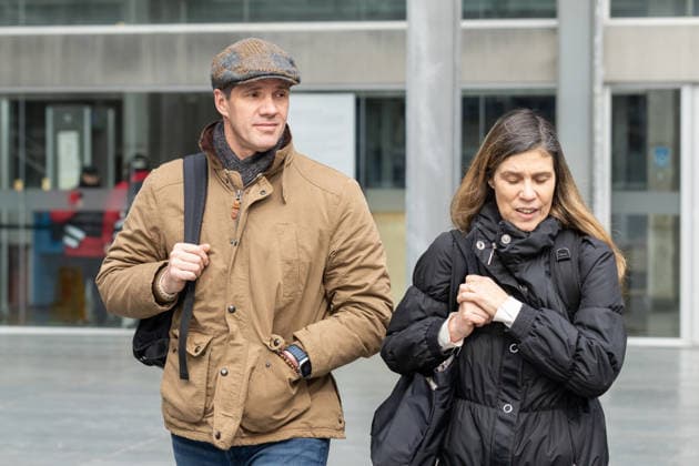 August 11, 2026, Santiago, Chile: Michael Clark (L) leaves building C of the Santiago Justice Center. The manager of Sartor Finance Group, and former president of azul-azul, Michael Clark, appears in the 4th local police court for formalization for his alleged link with the economic crimes of the so-called Sartor Case, which would be: disloyal administration, fraud, money laundering, fraud by omission, acquisition of shares and delivery of false information to the market. Santiago Chile - ZUMAs197 20260811_aaa_s197_106 Copyright: xSebastianxNancox