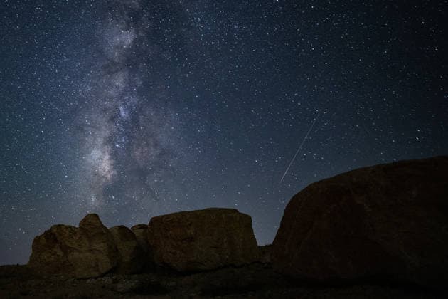 Perseid meteor shower captured with the Milky Way Galaxy over the Negev Desert MITZPE ROMAN, ISRAEL - AUGUST 11: Milky Way Galaxy is seen with the Perseid meteor shower during nighttime over the Mitzpe Ramon area in the Negev Desert in southern Israel, on August 11, 2026. Mostafa Alkharouf Anadolu Mitzpe Roman Israel. Editorial use only. Please get in touch for any other usage.  Copyright: x2026xAnadoluxMostafaxAlkharoufx