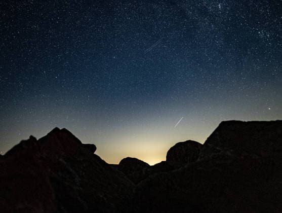 Perseid meteor shower captured with the Milky Way Galaxy over the Negev Desert MITZPE ROMAN, ISRAEL - AUGUST 11: Milky Way Galaxy is seen with the Perseid meteor shower during nighttime over the Mitzpe Ramon area in the Negev Desert in southern Israel, on August 11, 2026. Mostafa Alkharouf Anadolu Mitzpe Roman Israel. Editorial use only. Please get in touch for any other usage.  Copyright: x2026xAnadoluxMostafaxAlkharoufx