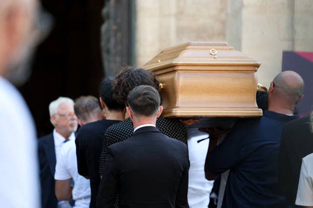 French DJ Kavinsky Funeral in Montmartre - Paris The Coffin during the funeral ceremony for French DJ Vincent Belorgey, better known by his stage name Kavinsky at Saint-Pierre-de-Montmartre Church, perched atop Montmartre hill in the 18th arrondissement of Paris, France on August 12, 2026. Photo by Raphael Lafargue ABACAPRESS.COM Paris Ile-de-France France  Copyright: xLafarguexRaphael ABACAx