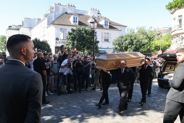 French DJ Kavinsky Funeral in Montmartre - Paris The Coffin during the funeral ceremony for French DJ Vincent Belorgey, better known by his stage name Kavinsky at Saint-Pierre-de-Montmartre Church, perched atop Montmartre hill in the 18th arrondissement of Paris, France on August 12, 2026. Photo by Raphael Lafargue ABACAPRESS.COM Paris Ile-de-France France  Copyright: xLafarguexRaphael ABACAx