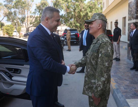 Turkish Foreign Minister Hakan Fidan in Tripoli TRIPOLI, LIBYA - AUGUST 12: (----EDITORIAL USE ONLY MANDATORY CREDIT - TURKISH FOREIGN MINISTRY HANDOUT - NO MARKETING NO ADVERTISING CAMPAIGNS - DISTRIBUTED AS A SERVICE TO CLIENTS----) Turkish Foreign Minister Hakan Fidan (L) meets with Major General Mustafa Kocan (R), Commander of the Turkish Armed Forces Libya Task Group, during his visit in Tripoli, Libya, on August 12, 2026. Turkish Foreign Ministry Handout Anadolu Tripoli Libya. Editorial use only. Please get in touch for any other usage.  Copyright: x2026xAnadoluxTurkishxForeignxMinistryx xHandoutx