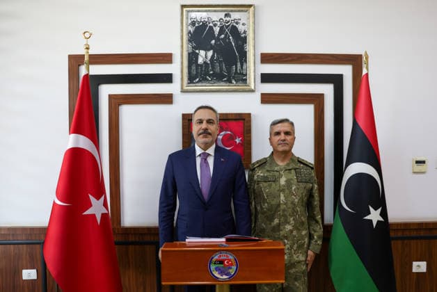 Turkish Foreign Minister Hakan Fidan in Tripoli TRIPOLI, LIBYA - AUGUST 12: (----EDITORIAL USE ONLY MANDATORY CREDIT - TURKISH FOREIGN MINISTRY HANDOUT - NO MARKETING NO ADVERTISING CAMPAIGNS - DISTRIBUTED AS A SERVICE TO CLIENTS----) Turkish Foreign Minister Hakan Fidan (L) meets with Major General Mustafa Kocan (R), Commander of the Turkish Armed Forces Libya Task Group, during his visit in Tripoli, Libya, on August 12, 2026. Turkish Foreign Ministry Handout Anadolu Tripoli Libya. Editorial use only. Please get in touch for any other usage.  Copyright: x2026xAnadoluxTurkishxForeignxMinistryx xHandoutx