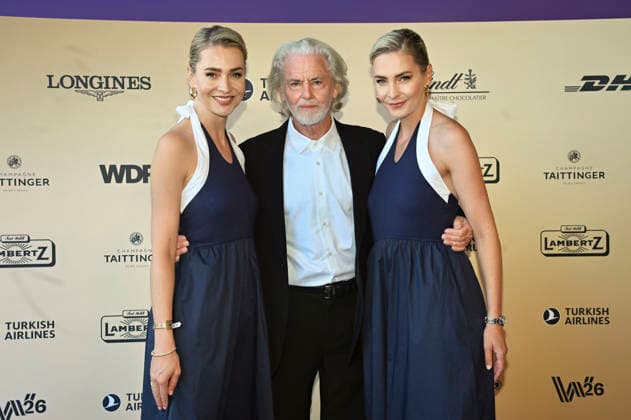 Nina Meise, Hermann Bühlbecker und Julia Meise bei der Media Night der FEI World Championships Aachen 2026 im Champions Circle am Reitstadion. Aachen, 11.08.2026 *** Nina Meise, Hermann Bühlbecker, and Julia Meise at the Media Night for the 2026 FEI World Championships Aachen in the Champions Circle at the Aachen Equestrian Stadium, August 11, 2026 Foto:xC.xAdolph xFuturexImagex fei_6807