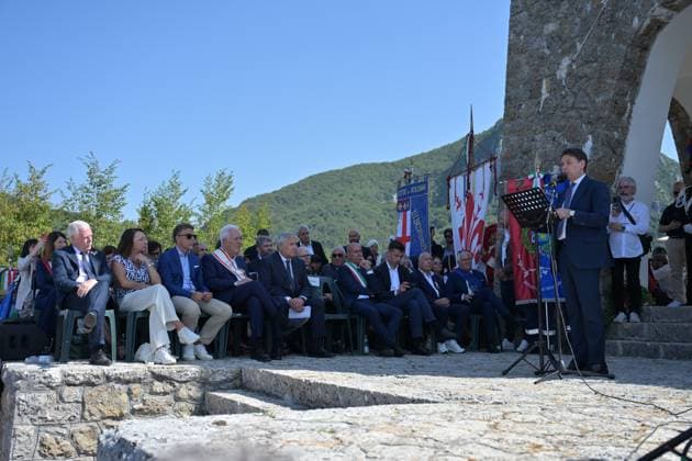 August 12, 2026, Saint Anna Of Stazzema, Lucca, Italy: 82nd Anniversary of the Sant Anna di Stazzema Massacre, attended by Giuseppe Conte, former Prime Minister, Antonio Tajani, Vice President of the Council, Eugenio Giani, President of the Tuscany Region, and the Mayor of Stazzema, Maurizio Verona, Sant Anna di Stazzema, 12 08 2026 Saint Anna Of Stazzema Italy  - ZUMAa289 20260812_zia_a289_043 Copyright: xStefanoxDallexLuchex xAgfx