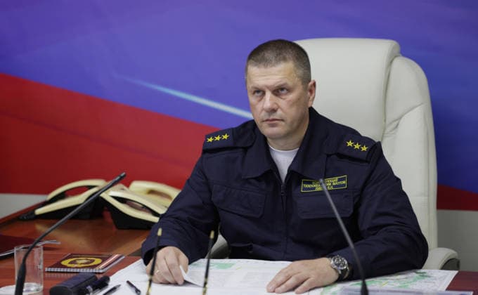 August 12, 2026, Korsakov, Sakhalin Oblast, Russia: Russian Pacific Fleet Commander-in-Chief Admiral Viktor Liina, listens during a briefing aboard the Russian Navy Slava-class missile cruiser RF Varyag, August 12, 2026 in Korsakov, Sakhalin Oblast, Russia. Putin is visiting the remote island in the Russian Far East to view the Pacific Fleet naval exercises. Korsakov Russia - ZUMAp138 20260812_zaa_p138_005 Copyright: xGavriilxGrigorov RussianxGovernmx