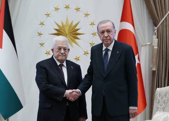 Recep Tayyip Erdogan - Mahmoud Abbas meeting in Ankara ANKARA, TURKIYE - AUGUST 12: (----EDITORIAL USE ONLY - MANDATORY CREDIT - TURKISH PRESIDENCY MURAT CETINMUHURDAR HANDOUT - NO MARKETING NO ADVERTISING CAMPAIGNS - DISTRIBUTED AS A SERVICE TO CLIENTS----) Turkish President Recep Tayyip Erdogan meets with Palestinian President Mahmoud Abbas at the Presidential Complex in Ankara, Turkiye on August 12, 2026. TUR Presidency Murat Cetinmuhurdar Anadolu Ankara Turkey. Editorial use only. Please get in touch for any other usage.  Copyright: x2026xAnadoluxTURxPresidency MuratxCetinmuhurdarx