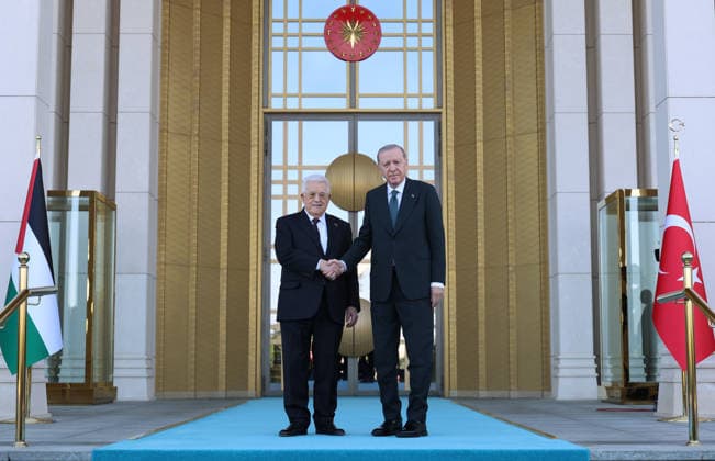 Recep Tayyip Erdogan - Mahmoud Abbas meeting in Ankara ANKARA, TURKIYE - AUGUST 12: (----EDITORIAL USE ONLY - MANDATORY CREDIT - TURKISH PRESIDENCY MURAT CETINMUHURDAR HANDOUT - NO MARKETING NO ADVERTISING CAMPAIGNS - DISTRIBUTED AS A SERVICE TO CLIENTS----) Turkish President Recep Tayyip Erdogan (R) welcomes Palestinian President Mahmoud Abbas (L) with an official ceremony at the Presidential Complex during his official visit to Ankara, Turkiye, on August 12, 2026. TUR Presidency Murat Cetinmuhurdar Handout Anadolu Ankara Turkey. Editorial use only. Please get in touch for any other usage.  Copyright: x2026xAnadoluxTURxPresidency xMuratxCetinmuhurdarx xHandoutx