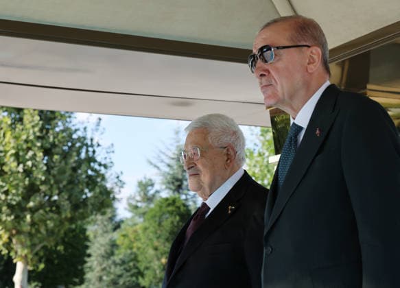 Recep Tayyip Erdogan - Mahmoud Abbas meeting in Ankara ANKARA, TURKIYE - AUGUST 12: (----EDITORIAL USE ONLY - MANDATORY CREDIT - TURKISH PRESIDENCY MURAT CETINMUHURDAR HANDOUT - NO MARKETING NO ADVERTISING CAMPAIGNS - DISTRIBUTED AS A SERVICE TO CLIENTS----) Turkish President Recep Tayyip Erdogan welcomes Palestinian President Mahmoud Abbas with an official ceremony at the Presidential Complex during his official visit to Ankara, Turkiye, on August 12, 2026. TUR Presidency Murat Cetinmuhurdar Handout Anadolu Ankara Turkey. Editorial use only. Please get in touch for any other usage.  Copyright: x2026xAnadoluxTURxPresidencyx MuratxCetinmuhurdarx xHandoutx
